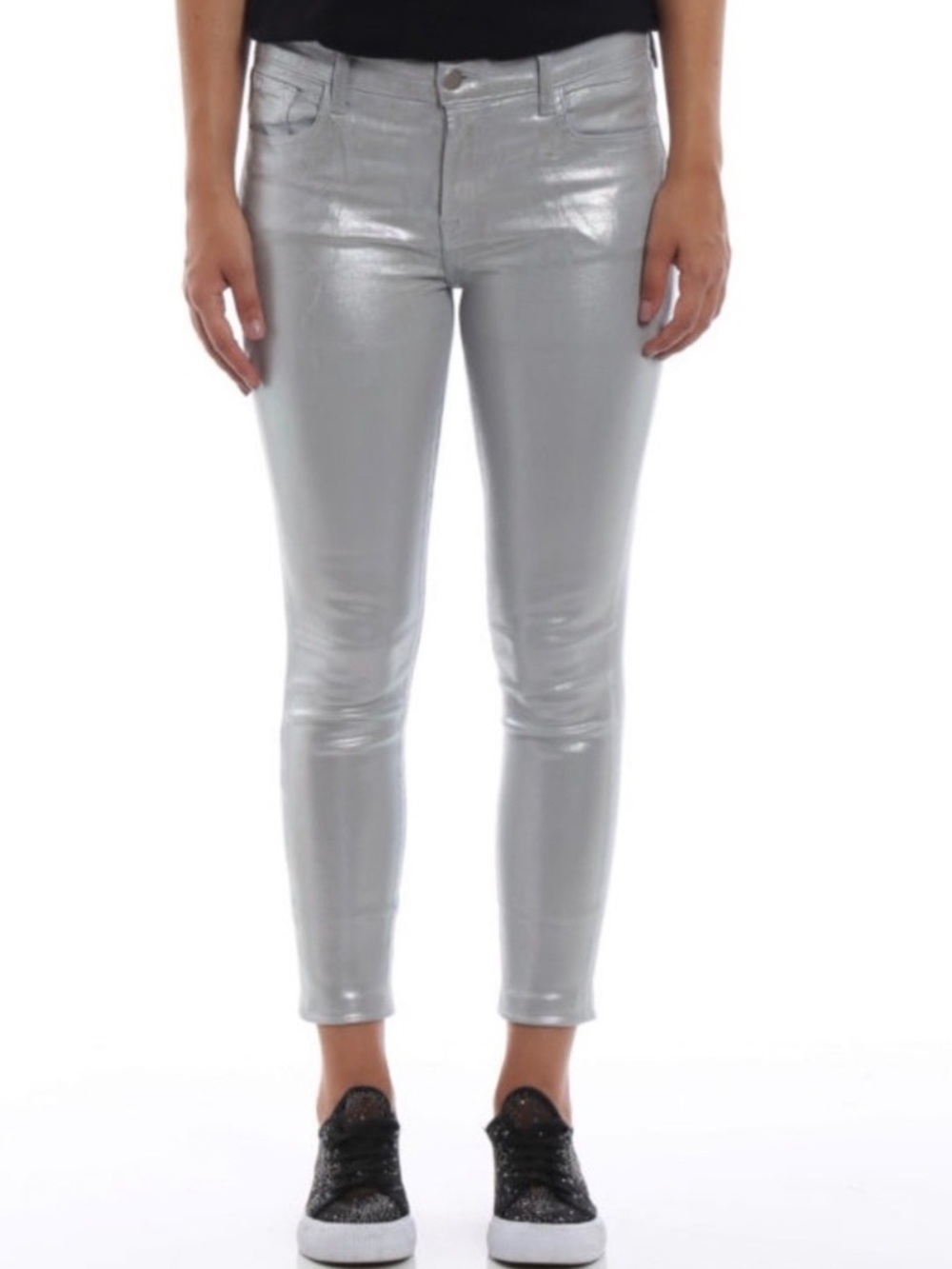 J Brand Iridescent Silverspoon Crop Raw Hem Ankle Denim Jeans Size 27